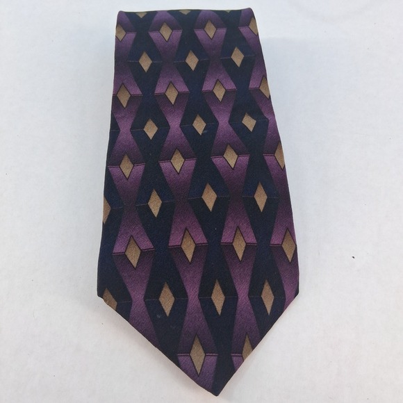 Jimmy Z Other - Jimmy Z 54"Tie Mens Purple Brett Favre Collection One Silk Geometric Diamond